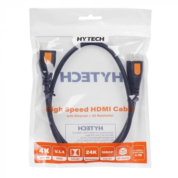 Hytech Hy-hdm07 Hdmı To Hdmı 0,7m Altın Uçlu 24k 1.4 Ver. 3d Kablosu