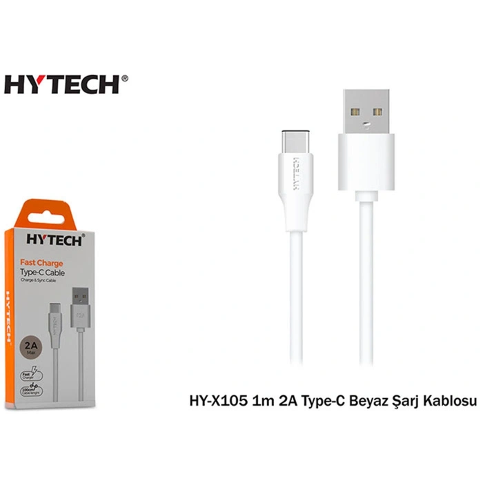 Hytech Hy-x105 1m 2a Type-c Beyaz Şarj Kablosu