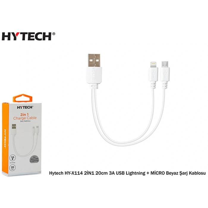 Hytech Hy-x114 2in1 20cm 3a Usb Lightning + Micro