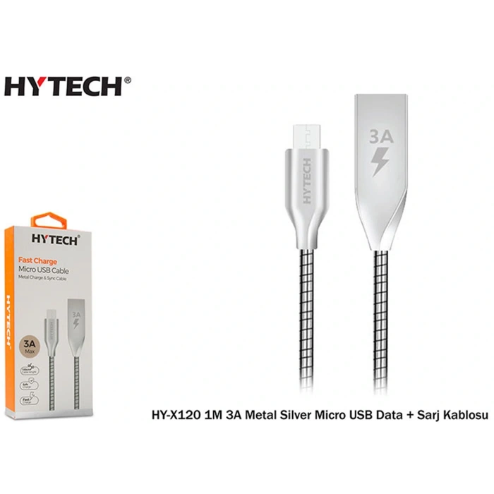 Hytech Hy-x120 1m 3a Metal Silver Micro Usb Data