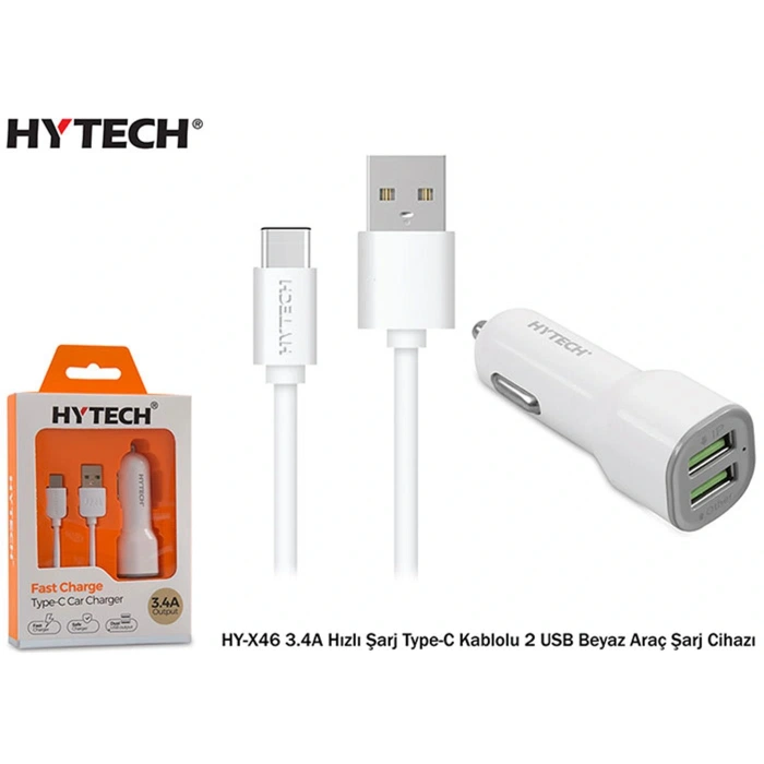 Hytech Hy-x46 3.4a Hızlı Şarj Type-c Kablolu 2 Usb