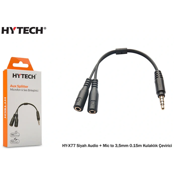 Hytech Hy-x77 Siyah Audio + Mic To 3,5mm 0.15m Kul