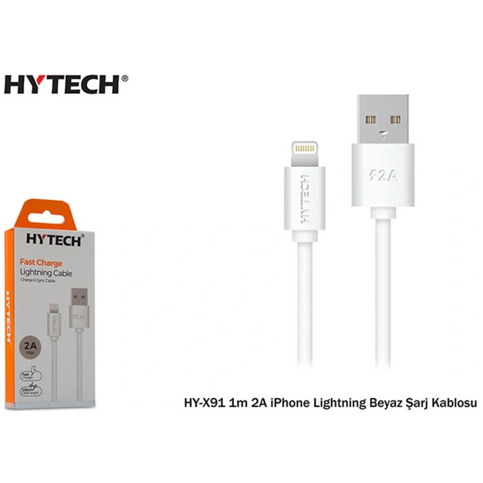 Hytech Hy-x91 1m 2a İphone Lightning Beyaz Şarj Kablosu