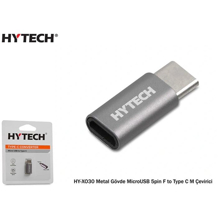 Hytech Hy-xo30 Gümüş Metal Gövde Microusb 5pin F To Type C M Çevirici