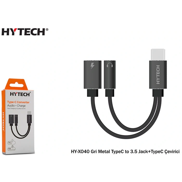 Hytech Hy-xo40 Gri Metal Typec To 3.5 Jack+typec Çevirici