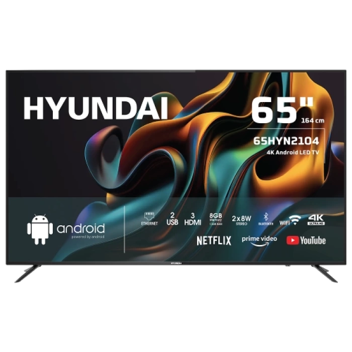 HYUNDAI 65HYN2104, 65" 165cm, 4K Ultra HD, Dahili Wi-Fi, Dahili Uydu Alıcılı, Android Led Televizyon
