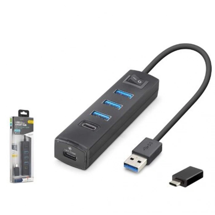 İetop Tu359 Usb Type-c 3.2 Gen1 Anahtarlı Hub 4 Port 5 Gbps Siyah