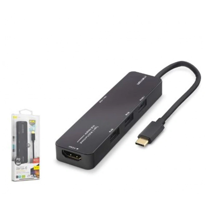 İetop Tuh305 Type-c 3.2 Gen1 Combo Hub Pd Hdmı 4k 5 Port 5 Gbps Siyah