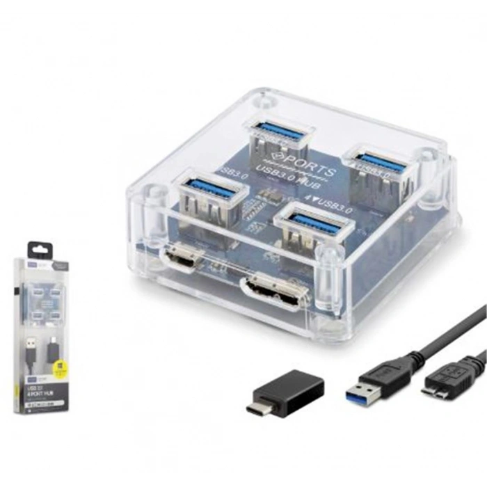 İetop U331 Usb Type-c 3.1 Gen1 Hub 4 Port 5 Gbps Şeffaf