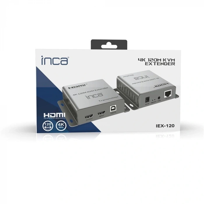 Inca Iex-120 Hdmı 4k@30hz 120mt Kvm Network Extender 4k@30hz (cat-5e-cat-6 Kablo Uzunluğu)