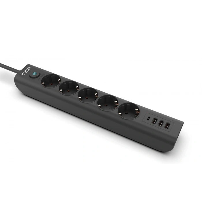 Inca Ipw-44tu 5li 1,5mt Siyah 3usb+typ-c Akım Korumalı  Led Tuşlu Priz