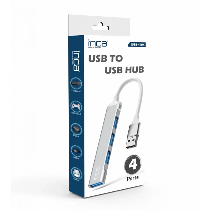Inca Iusb-4tux 3x2.0 3.0 Usb Çıkış Usb Çıkış 5 Gbps Usb Çoklayıcı Alüminyum Kasa
