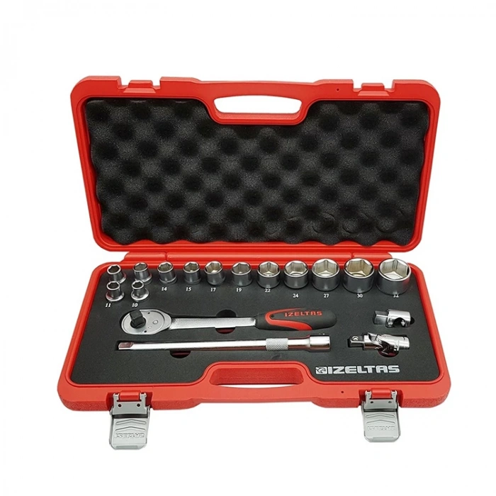 İzeltaş 1113002017 1/2 Altı Köşe Lokma Anahtar Takımı 17 Parça ( U Kolsuz)