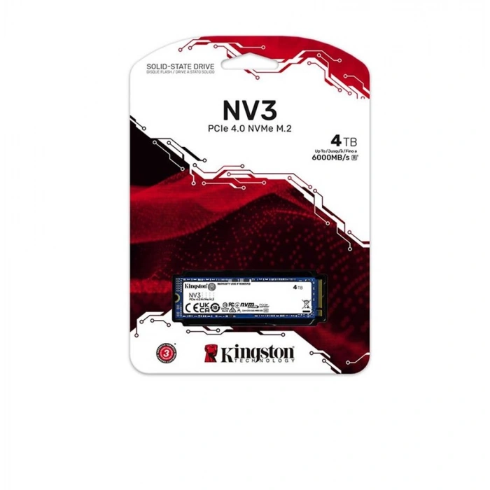 Kingston 4tb Nv3 Snv3s-4000g 6000-5000mb-s Pcı-express 4.0 M.2 2280 Ssd Disk