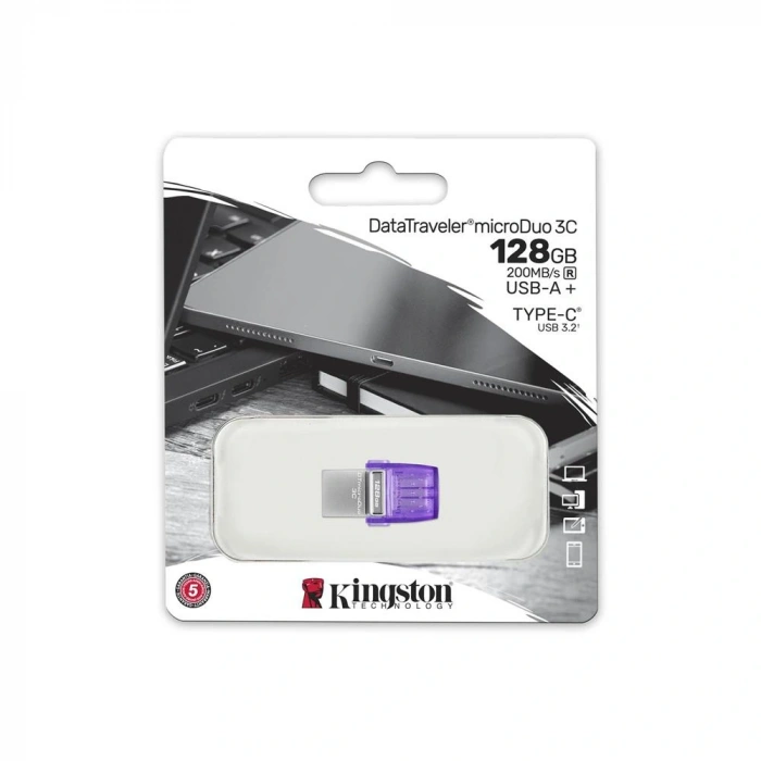 Kingston Dtduo3cg3-128gb Datatraveler Microduo 3c 200mb-s Dual Usb-a + Usb-c Flash Bellek