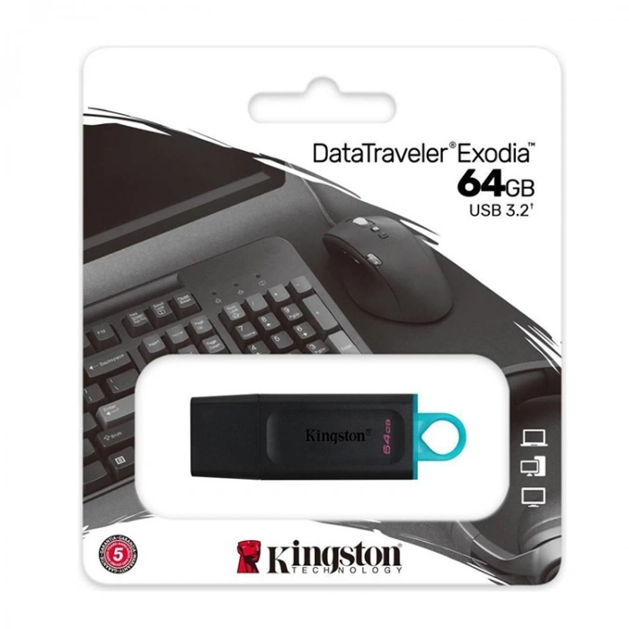 Kingston Dtx-64gb 64gb Usb3.2 Gen 1 Datatraveler Exodia (black + Teal) Flash Bellek