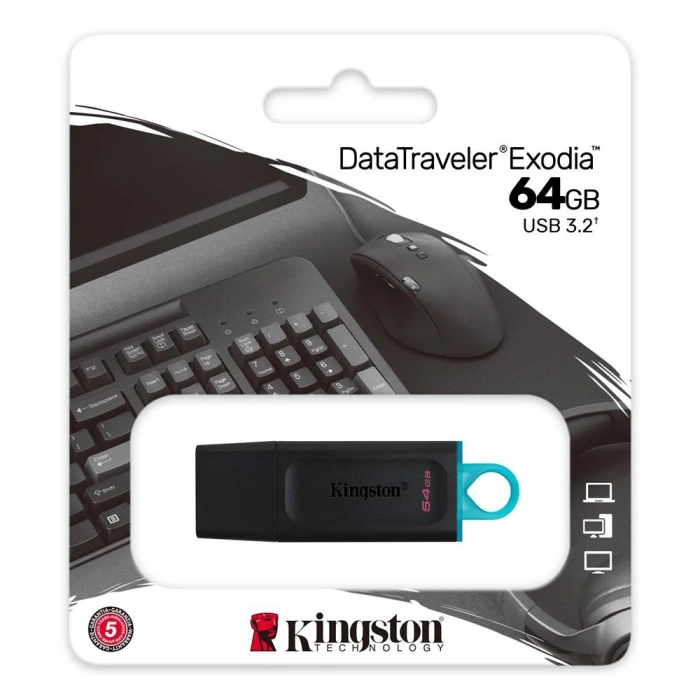 Kingston Dtx-64gb 64gb Usb3.2 Gen 1 Datatraveler Exodia (black + Teal) Flash Bellek