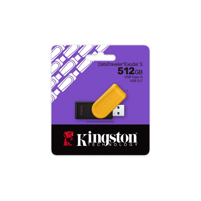 Kingston Dtxs-512gb 512gb Portable Usb 3.2 Gen1 Datatraveler Exodias (black-yellow) Flash Bellek
