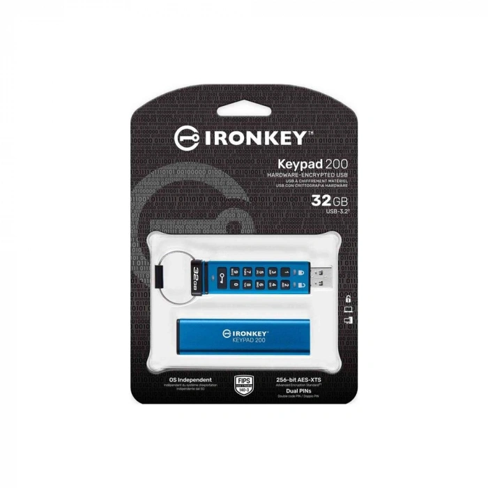 Kingston Ikkp200-32gb 32gb Ironkey Keypad 200, Fıps 140-3 Lvl 3 (pending) Flash Bellek