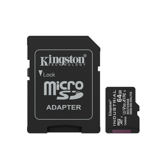 Kingston Sdcıt2-64gb 64gb Microsdxc Industrial C10 A1 Pslc Card + Sd Adapter Hafıza Kartı