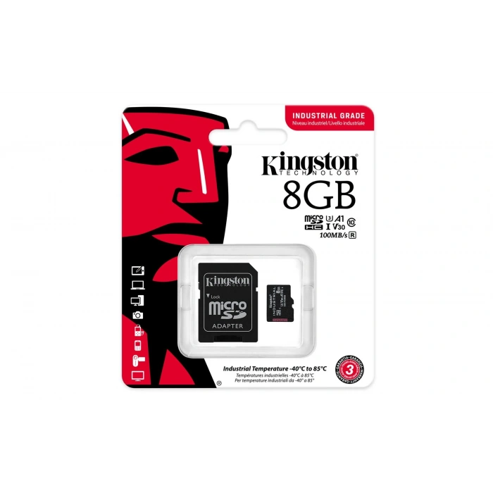 Kingston Sdcıt2-8gb 8gb Microsdhc Industrial C10 A1 Pslc Card + Sd Adapter Hafıza Kartı