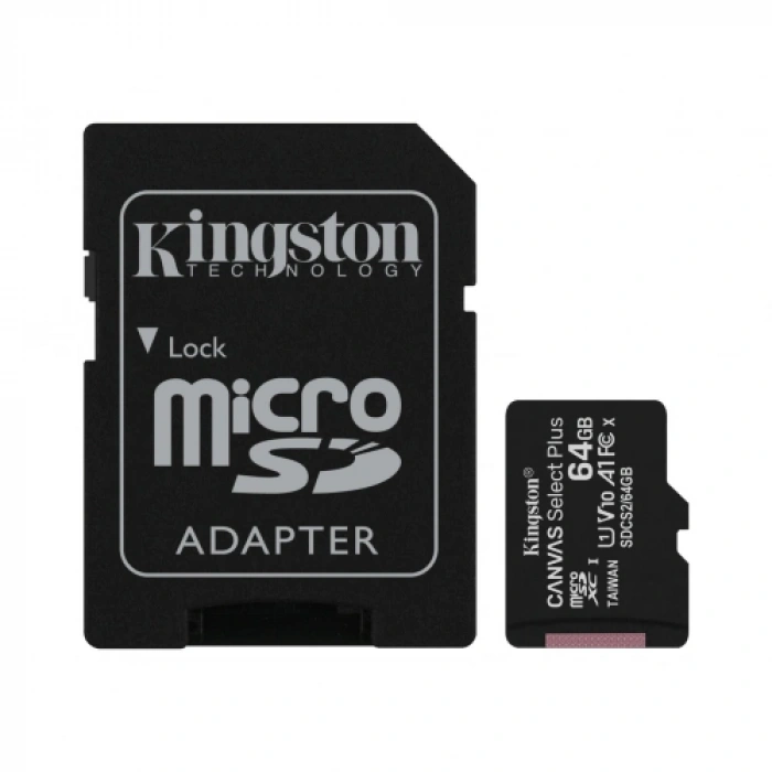 Kıngston Sdcs2/64gb, Canvas, V10, Cl10, 100mb/s, Microsd Kart Bellek (sd Adaptörlü)