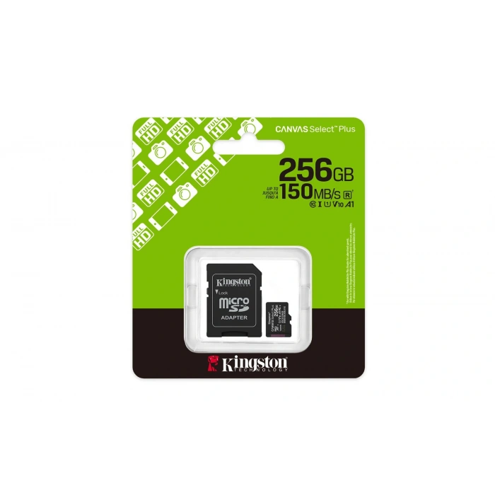 Kingston Sdcs3-256gb 256gb Microsdxc Canvas Select Plus Gen3 150mb-s A1 Card + Adapter Hafıza Kartı