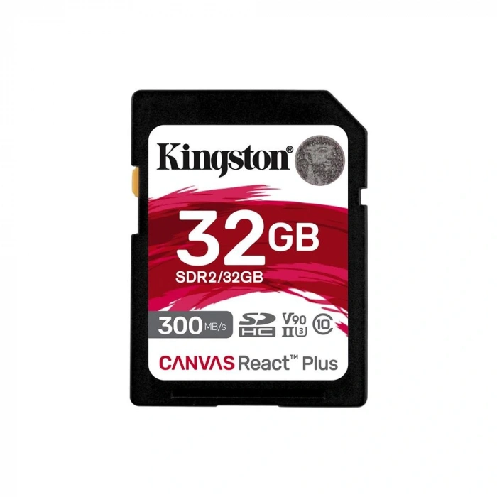 Kingston Sdr2-32gb Canvas React Plus Sdhc Uhs-ıı 300r-260w U3 V90 For Full Hd-4k-8k Hafıza Kartı