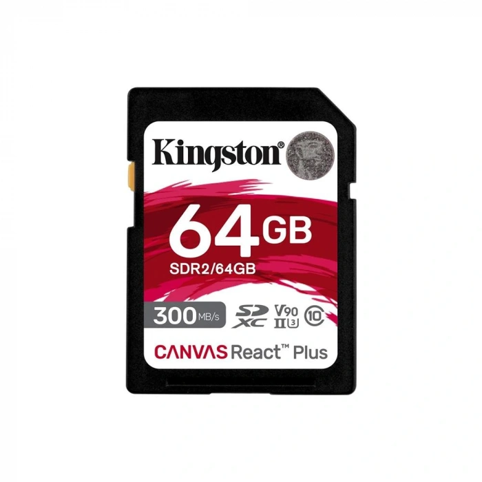 Kingston Sdr2-64gb Canvas React Plus Sdxc Uhs-ıı 300r-260w U3 V90 For Full Hd-4k-8k Hafıza Kartı