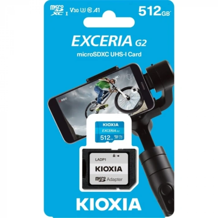 Kıoxıa 512gb Exceriag2, Lmexl512gg2 U1 V30 4k,  Cl10, 100mb/s, Microsd Kart Bellek (sd Adaptörlü)