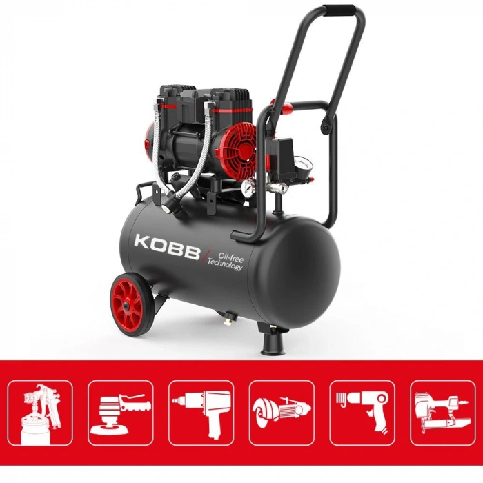 Kobb Kbk25s 1.7hp 25lt 8bar Yağsız Sessiz Taşınabilir Hava Kompresörü