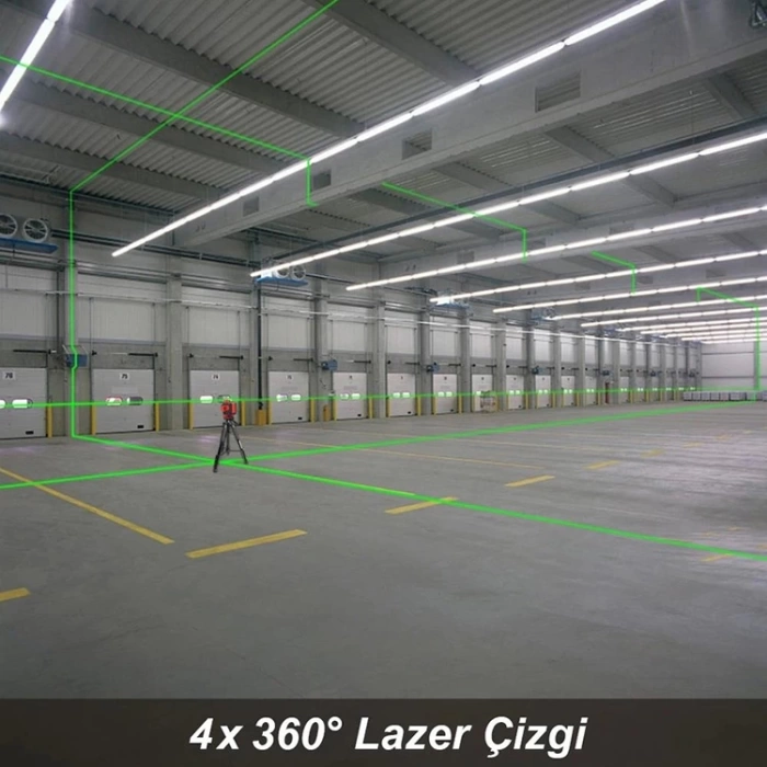 KOBB KBL35GTP Profesyonel Li-ion Şarjlı 4X360⁰ Otomatik Hizalamalı Yeşil Çapraz Çizgi Lazer Distomat+Tripod