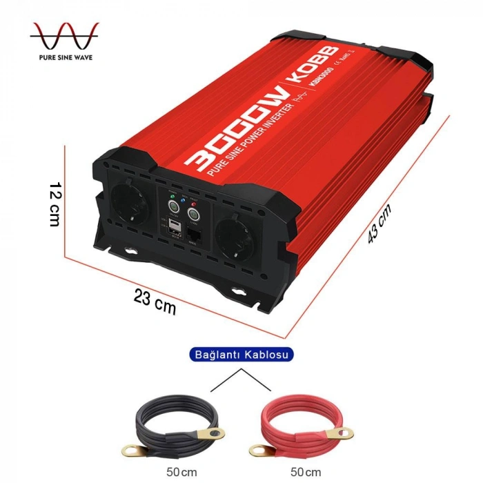 Kobb Kbn3000 12v/220v 3000watt Tam Sinüs Dönüştürücü İnvertör