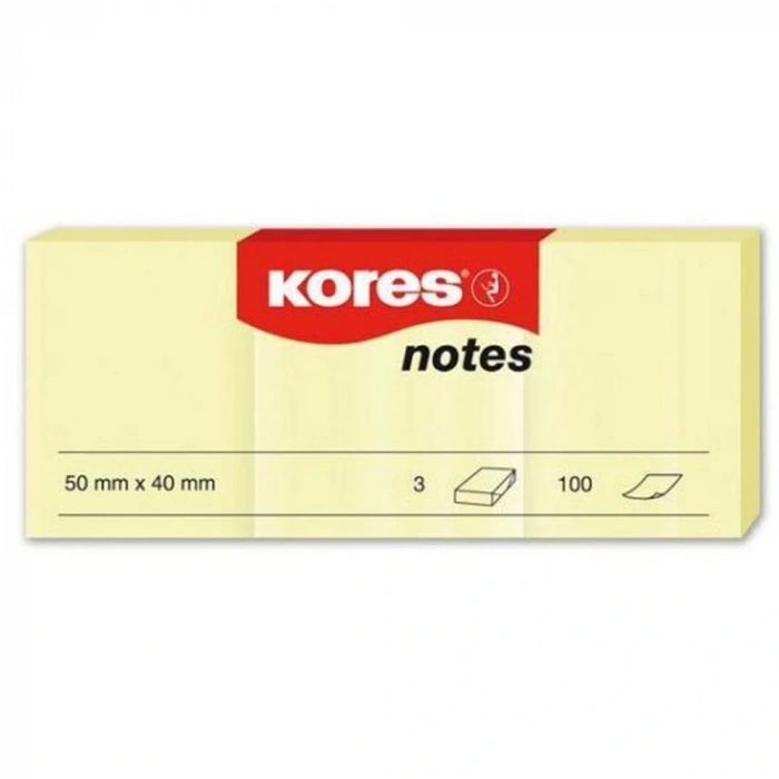 Kores Yapışkanlı Not Kağıdı Sarı 50x40 Mm 100 Syf