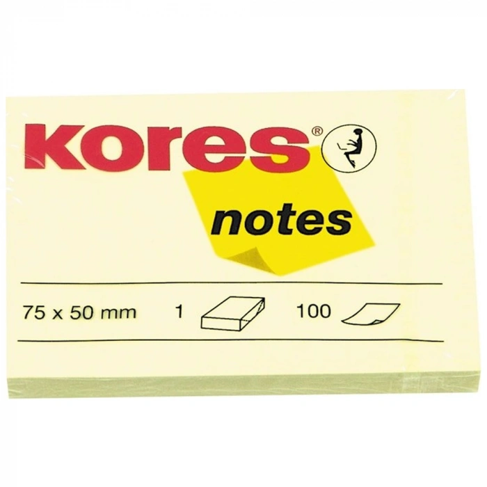 Kores Yapışkanlı Not Kağıdı Sarı 75x50 Mm 100 Syf 46057