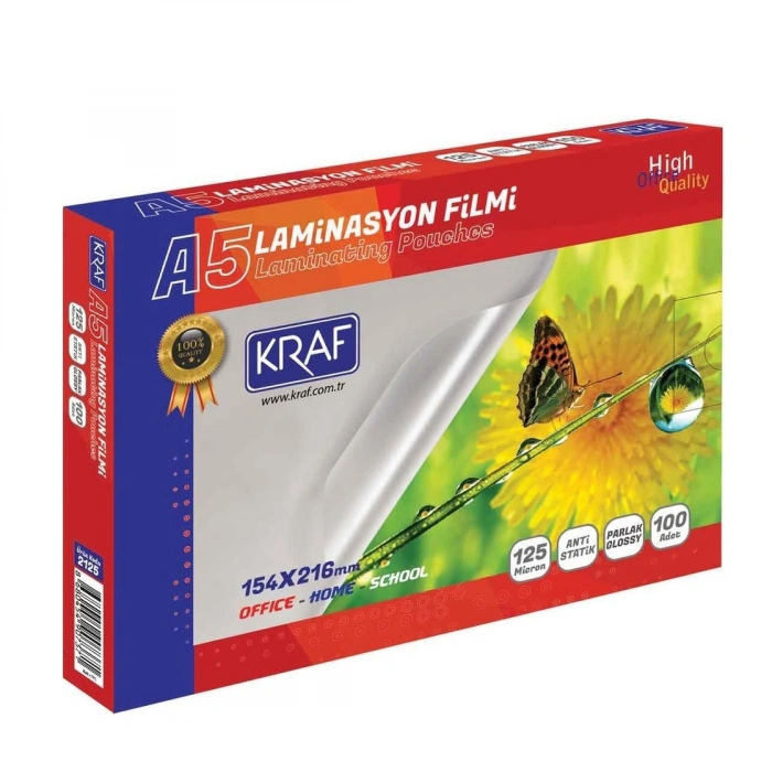 Kraf Laminasyon Filmi Parlak A5 125 Mikron 100lü (2125)
