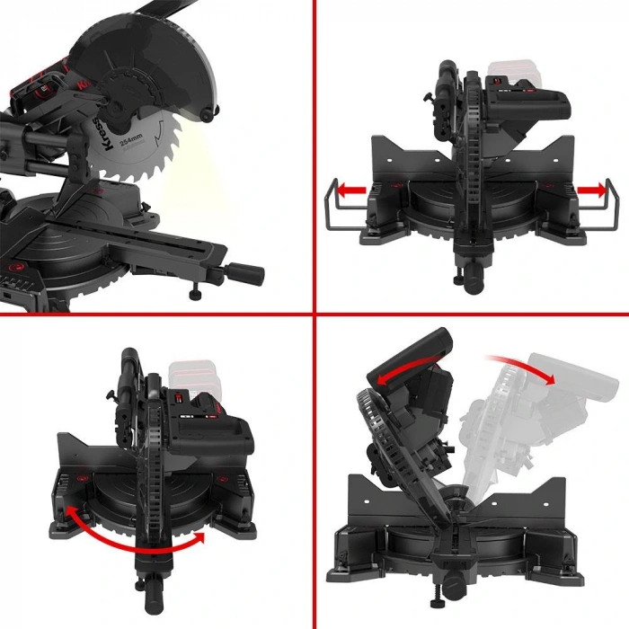 Kress Kh483.9 40volt 1400w 254mm Kömürsüz Kızaklı Bluetooth Bağlantılı Profesyonel Gönye Kesme (akü Dahil Değildir)