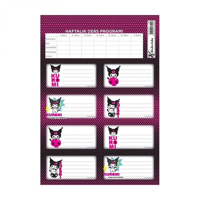 Kuromi Ders Programlı Etiket 3 Lü 220130-12