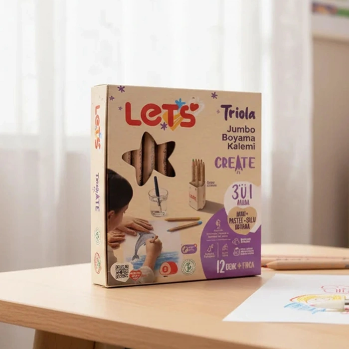 Lets Boya Kalemi Triola 3in1 12 Renk Jumbo +fırça L04005