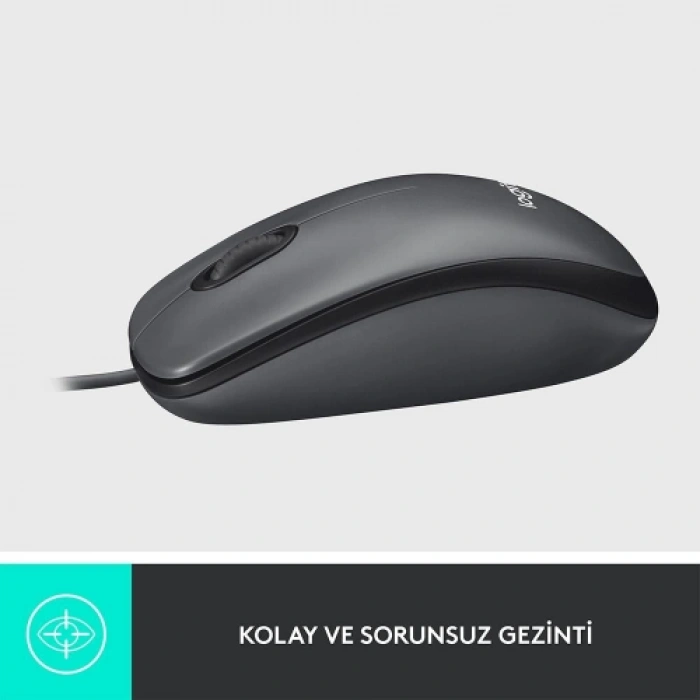 LOGITECH 910-006652, M100 Siyah, USB Kablolu, 1000dpi, Optik, 3 Tuşlu, Mouse