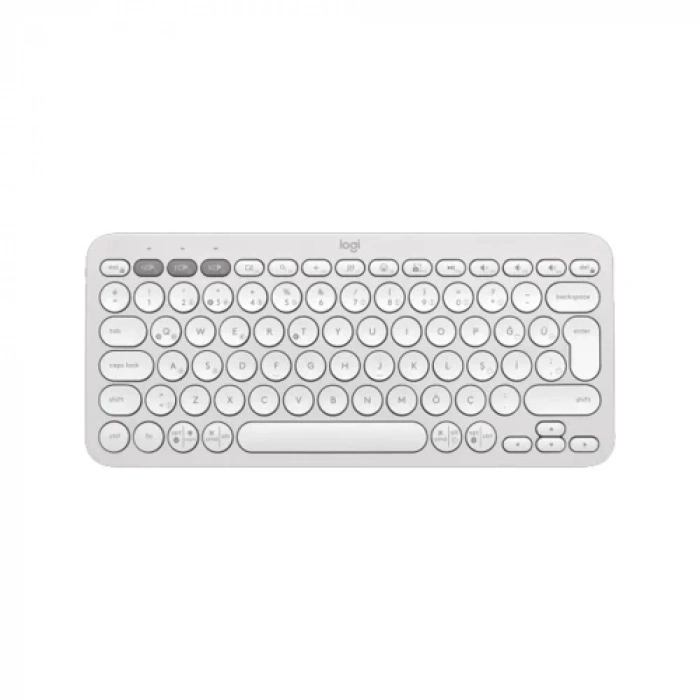 LOGITECH K380S, Pebble Keys 2,  Beyaz, 920-011860, Bluetooth, Türkçe, Q, Multimedya, Mini Klavye