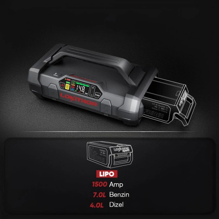 Lokithor Apartx1500 12v 1500amp Li-polimer Akıllı Akü Takviye + Pompa + Powerbank + Led Lamba