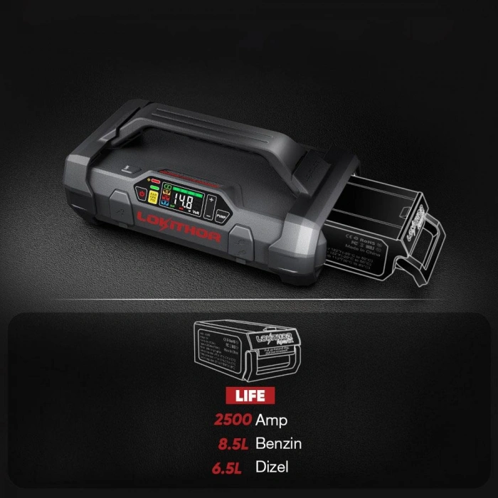 Lokithor Apartx2500 12v 2500amp Lifepo4 Akıllı Akü Takviye + Pompa + Powerbank + Led Lamba