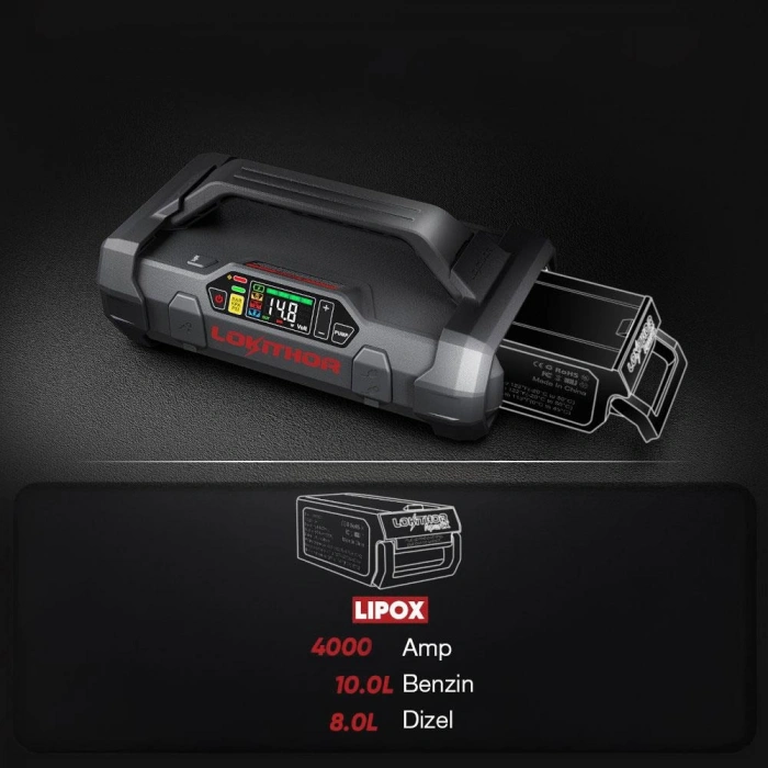 Lokithor Apartx4000 12v 4000amp Li-polimer Akıllı Akü Takviye + Pompa + Powerbank + Led Lamba