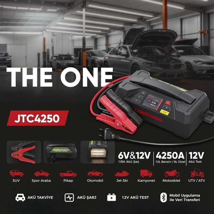 Lokithor Jtc4250 12v/220v 4250amp Lifepo4 Akıllı Akü Test + Akü Takviye + Akü Şarj Cihazı