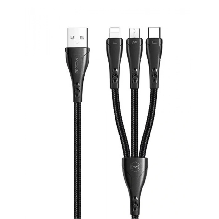 MCDODO CA-6960 3İN1 (LİGHTNİNG-MİCRO-TYPE-C) ŞARJ KABLOSU 3A 1.2M