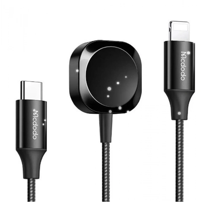 Mcdodo Ch-2980 Manyetik Apple Watch & Type-c To Lightning Kablosuz Şarj Cihazı -siyah