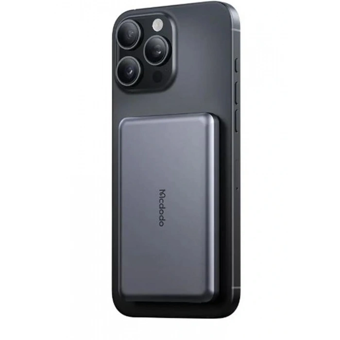 MCDODO MC-4641 20W 5000mAh Metal Ultra İnce Manyetik Kablosuz Power Bank Siyah