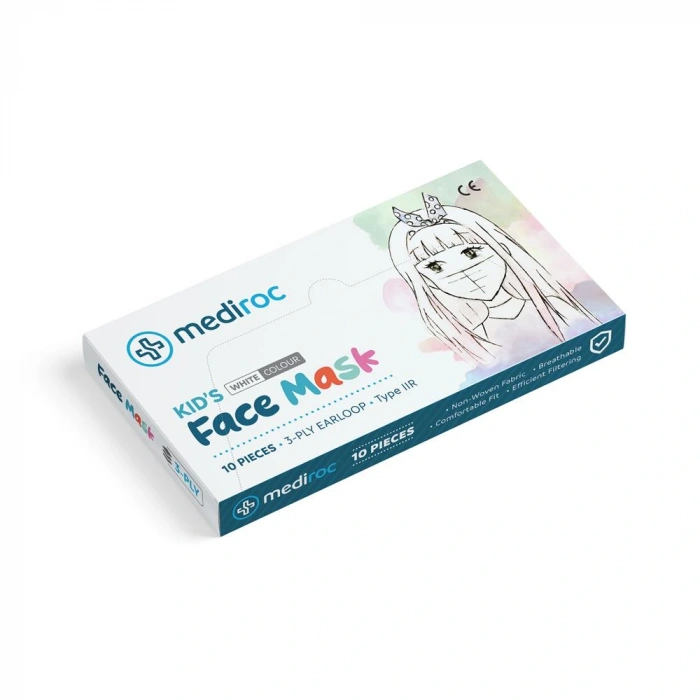 Mediroc (wexta) (kız-erkek) Beyaz Stl3ply Melt Blown Koruyucu Çocuk  Maskesi 10lu