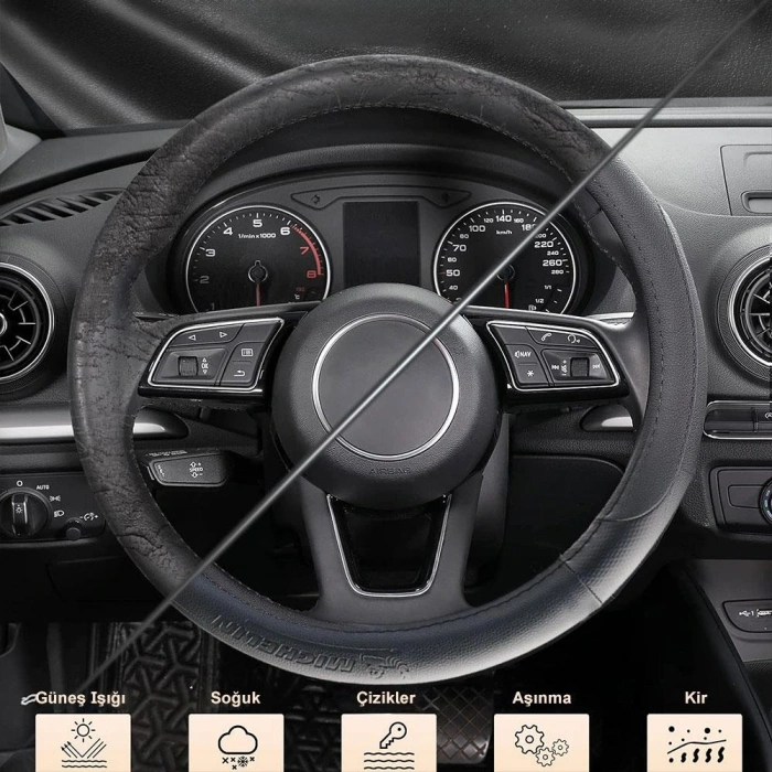 Michelin Mc1003n Premium Suni Deri Direksiyon Kılıfı Siyah